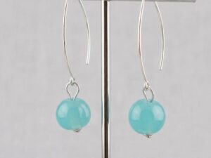 Boucles d'Oreilles Crochet en Argent 925 et Perles de Murano - Vert Menthe Givré Bea