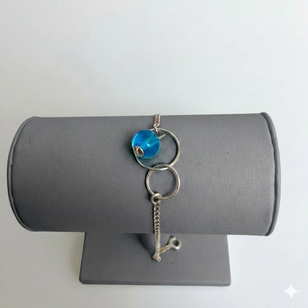 Bracelet Argent 925 et Perle de Murano Turquoise Transparente – Éclat Méditerranéen