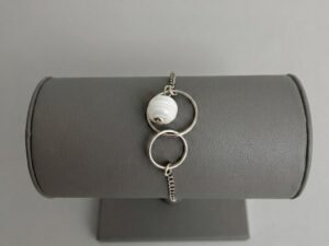 Bracelet Argent 925 et Perle de Murano Cristalline - Blanc Opaque & Transparent
