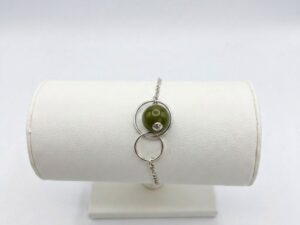 Bracelet Argent 925 et Perle de Murano Vert Olive – Élégance Organique