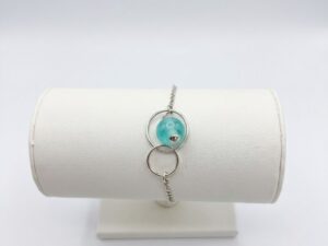 Bracelet Argent 925 et Perle Verre de Murano - Vert Menthe Givré