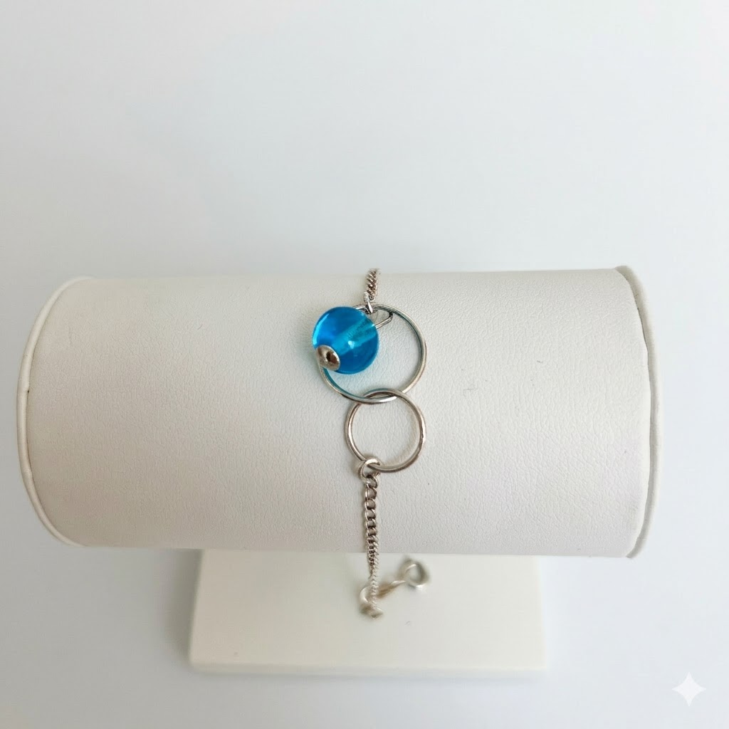 Bracelet Argent 925 et Perle de Murano Turquoise Transparente – Éclat Méditerranéen – Image 3
