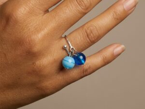 Bague réglable argent925 perles Murano glass bleu Estelle