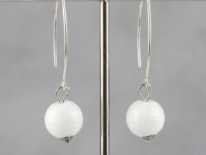 Boucles d'oreilles pendante en argent avec perles de verre de murano Bea coloris blanc