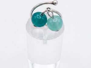 Bague "Clic-Clic" réglable en Argent 925 - Duo de Perles de Murano Vertes