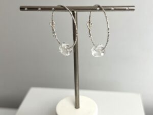 Créoles Scintillantes en Argent 925 et Perle de Murano Transparente